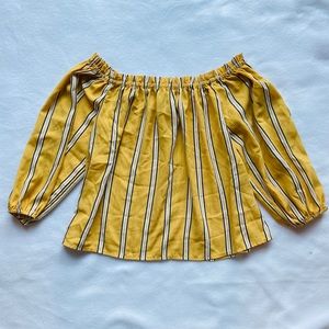Forever 21 off-shoulder striped yellow blouse